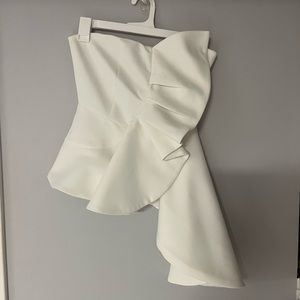 DO + BE - White Ruffle Top with Flowing bottom on one side  - Small